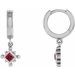 Platinum Natural Ruby Beaded Bezel-Set Hoop Earrings