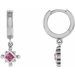 Platinum Natural Pink Tourmaline Beaded Bezel-Set Hoop Earrings