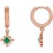 14K Rose Natural Emerald Beaded Bezel-Set Hoop Earrings