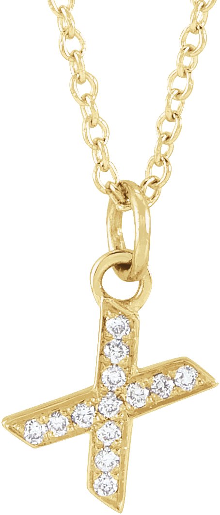 14K Yellow .04 CTW Natural Diamond Petite Initial X 16-18 Necklace