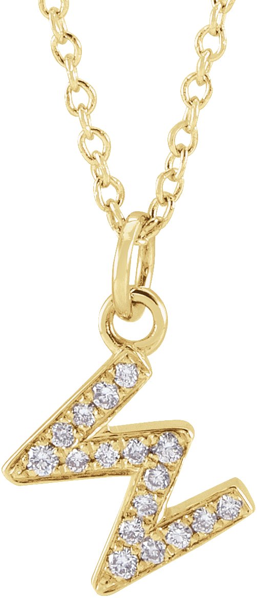 14K Yellow .06 CTW Natural Diamond Petite Initial W 16 to 18 inch Necklace Ref 18053989