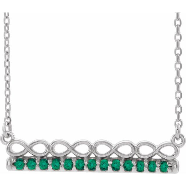 Sterling Silver Natural Emerald Infinity-Inspired Bar 18