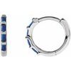 14K White Blue Sapphire Hinged Hoop Earrings Ref 18129718