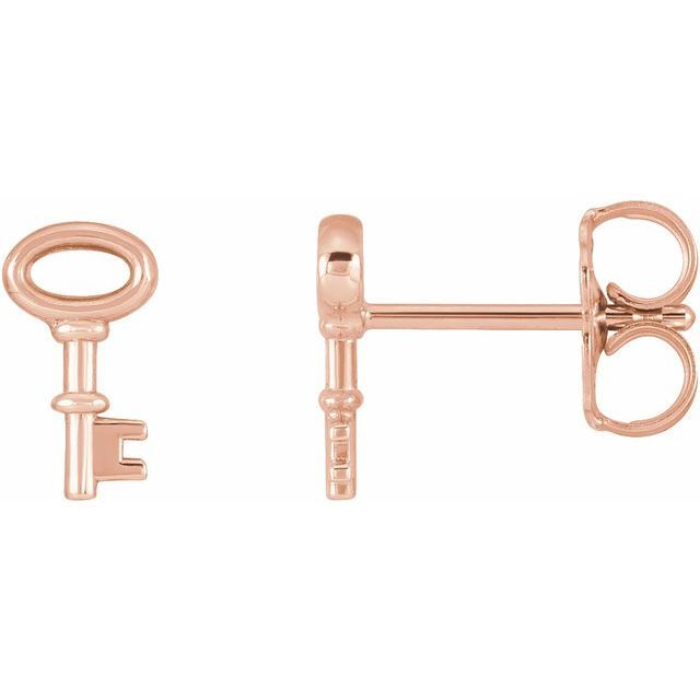 14K Rose Petite Key Earrings