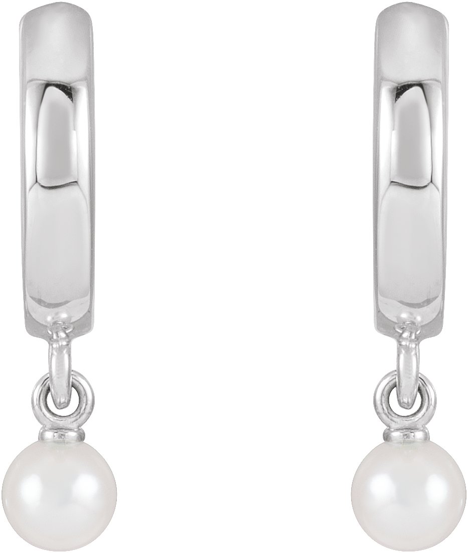 Sterling Silver Cultured Seed Pearl Hoop Earrings