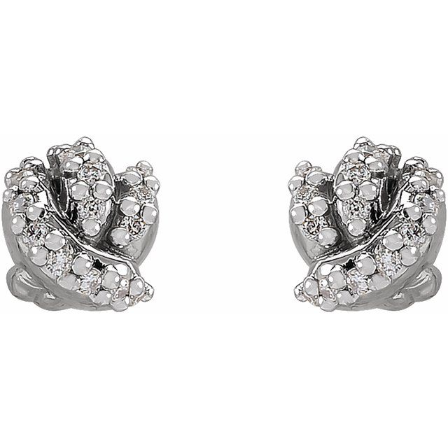 14K White .07 CTW Natural Diamond Knot Earrings