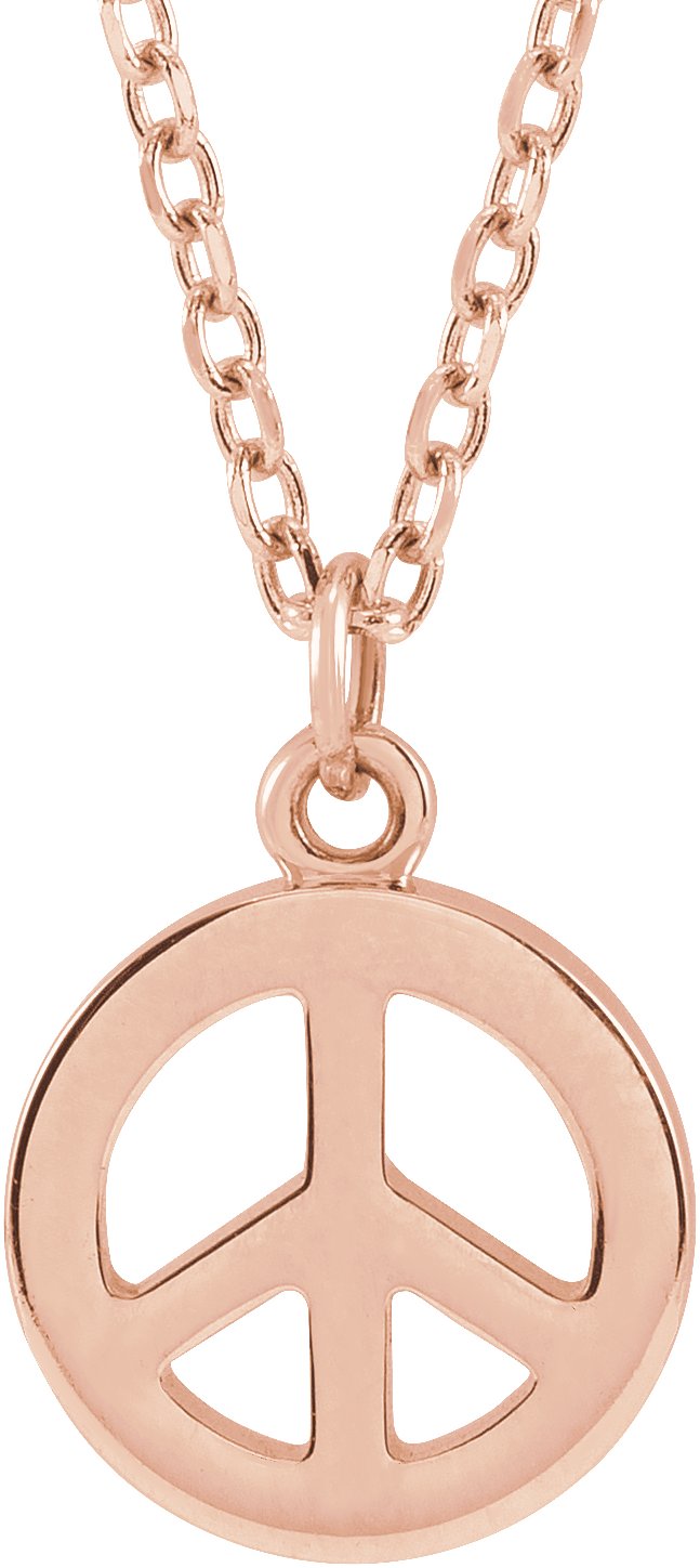 14K Rose Peace Symbol 16-18" Necklace