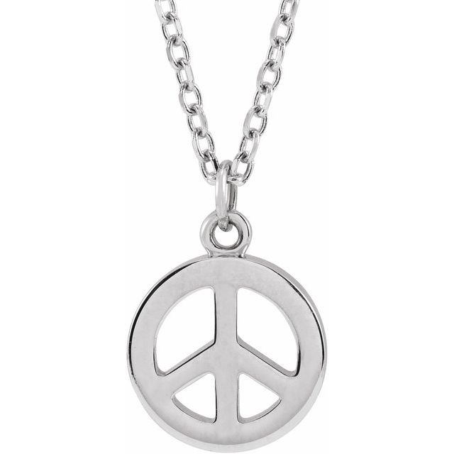 14K White Peace Symbol 16-18
