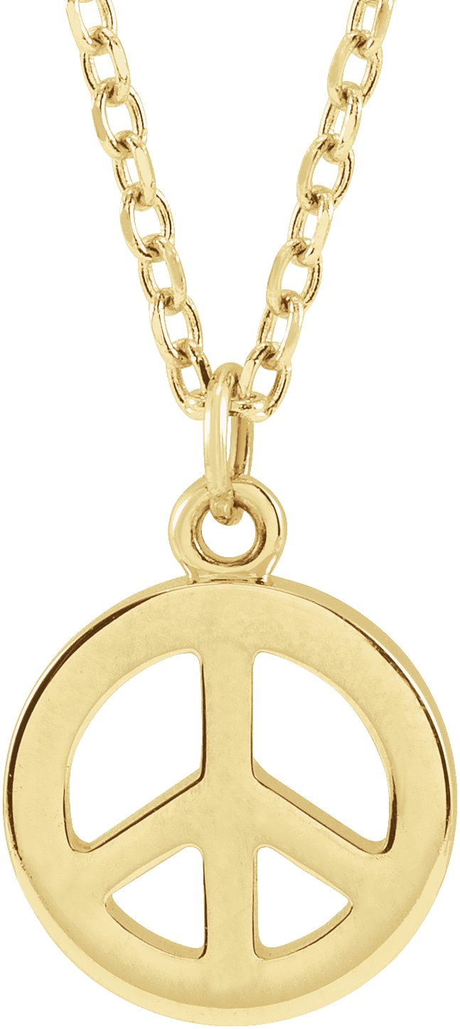 14K Yellow Peace Symbol 16-18" Necklace