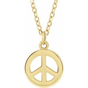 14K Yellow Peace Symbol 16-18" Necklace