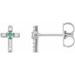 Sterling Silver Natural Emerald & .03 CTW Natural Diamond Cross Earrings