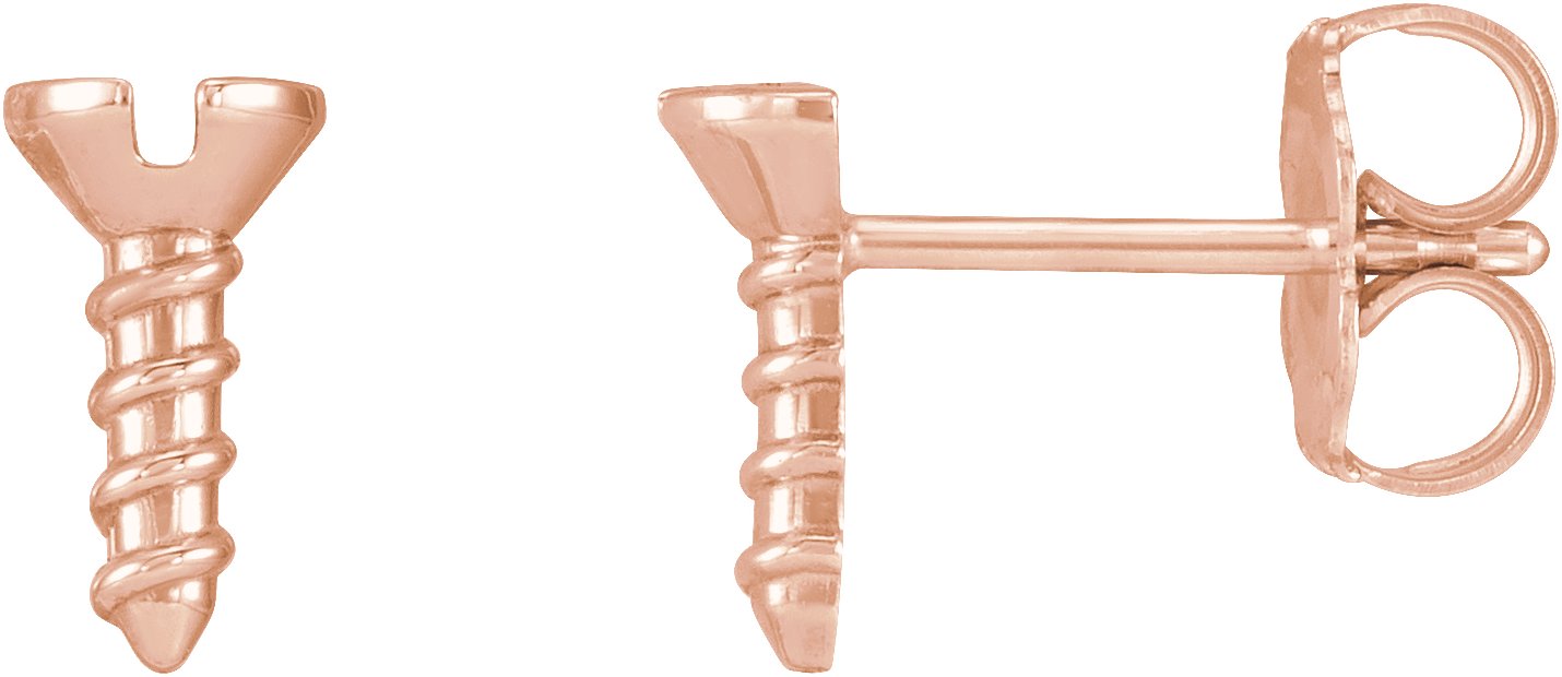 14K Rose Screw Earrings