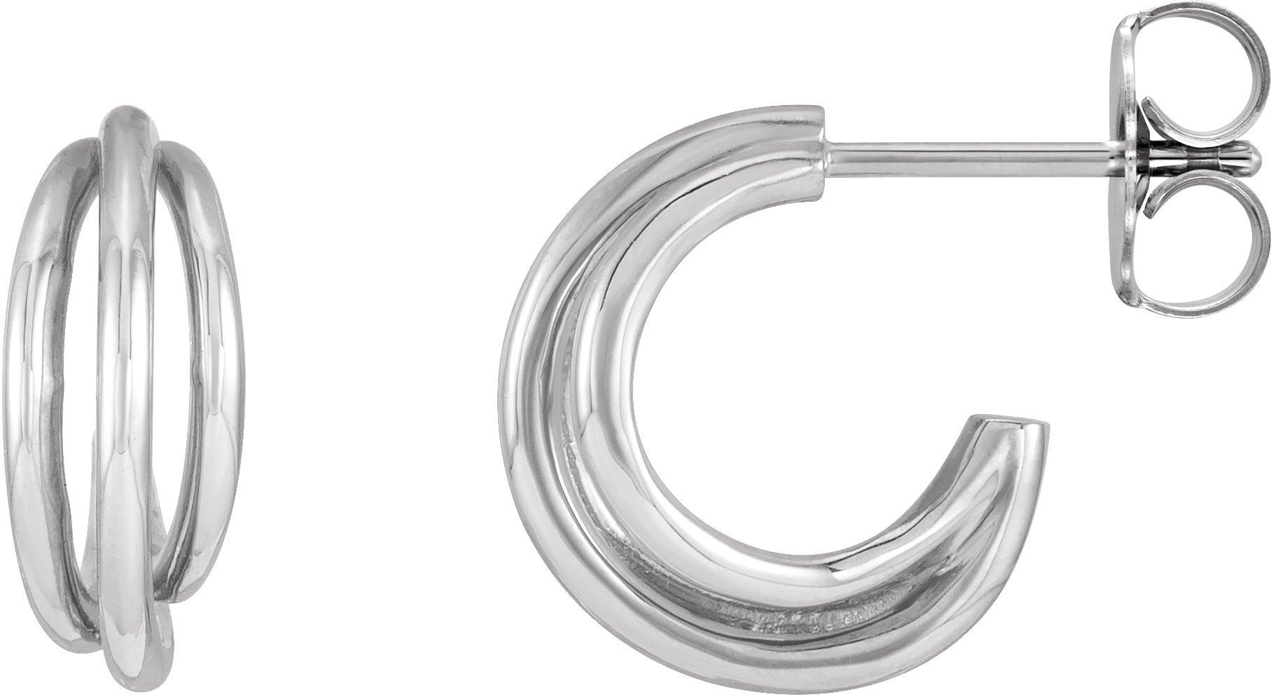 Sterling Silver Right Multi Layer Hoop Earring Ref 18080683