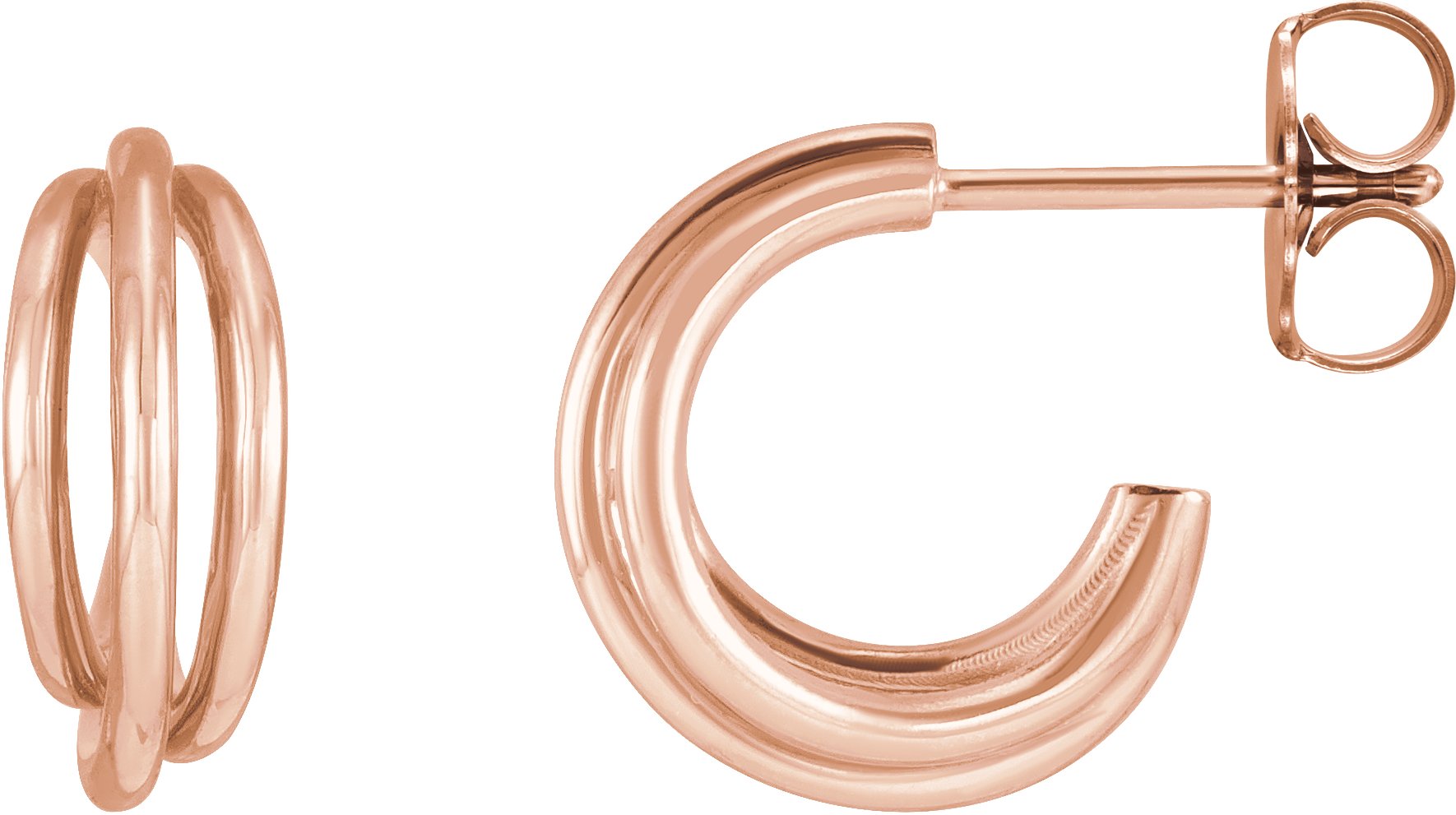 14K Rose Left Multi Layer Hoop Earring Ref 18075093