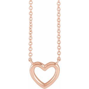 14K Rose Heart 18" Necklace