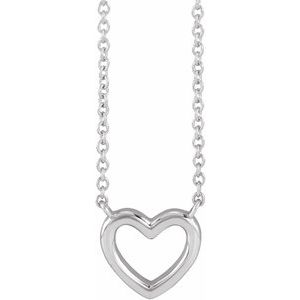 14K White Heart 18" Necklace