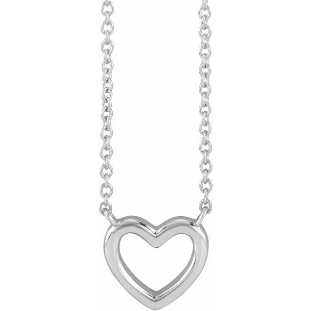 14K White Heart 18 Necklace