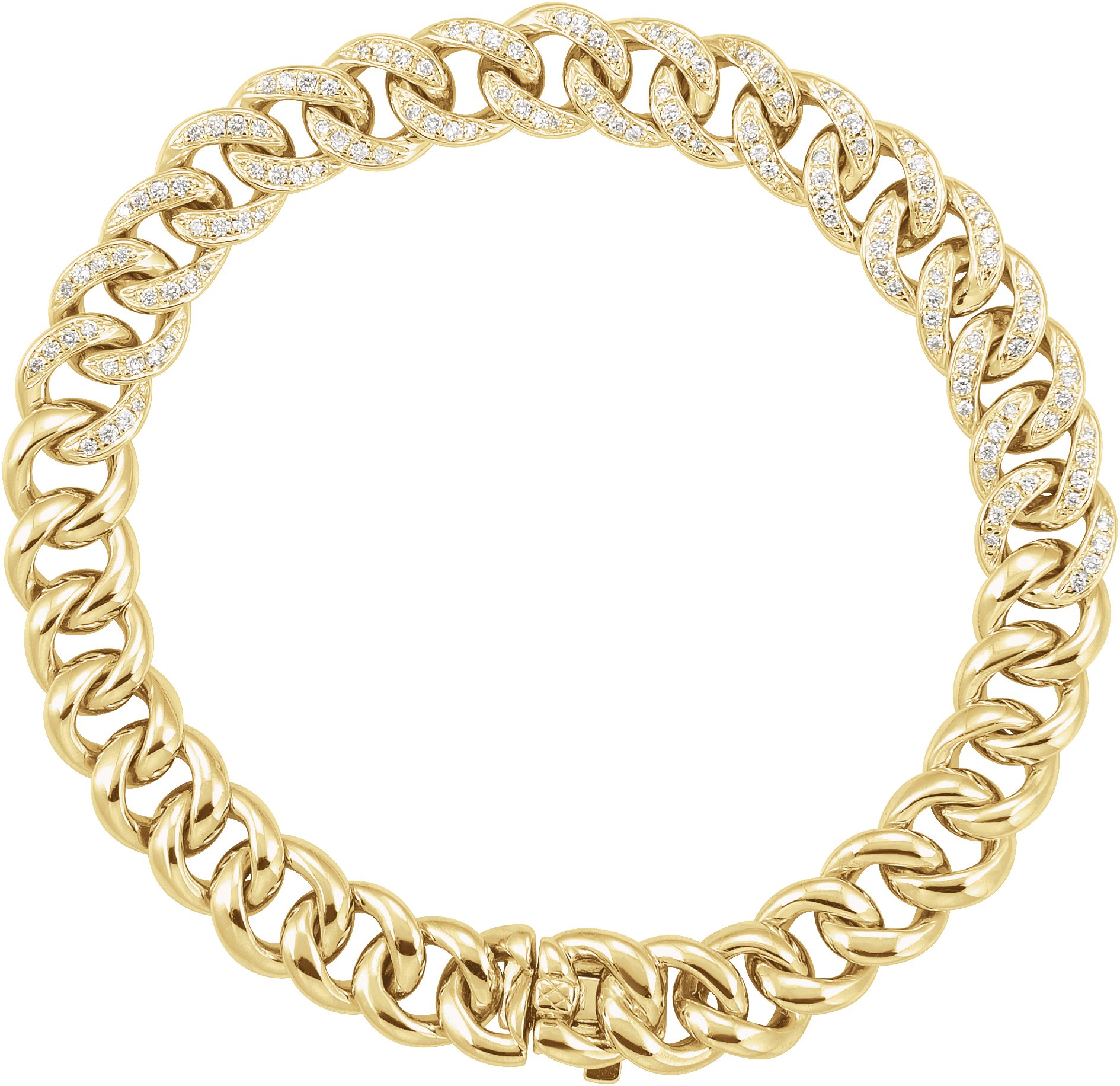 14K Yellow 3/4 CTW Natural Diamond Curb 7" Bracelet