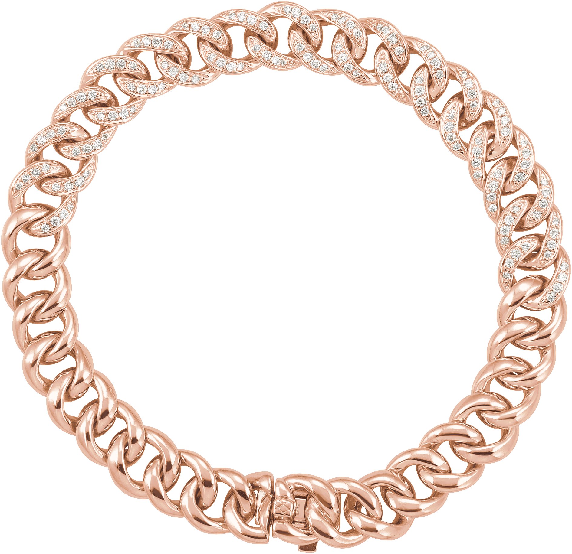 14K Rose 3/4 CTW Natural Diamond Curb 7" Bracelet