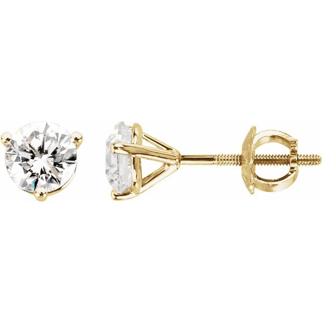 14K Yellow 1 CTW Diamond Earrings 