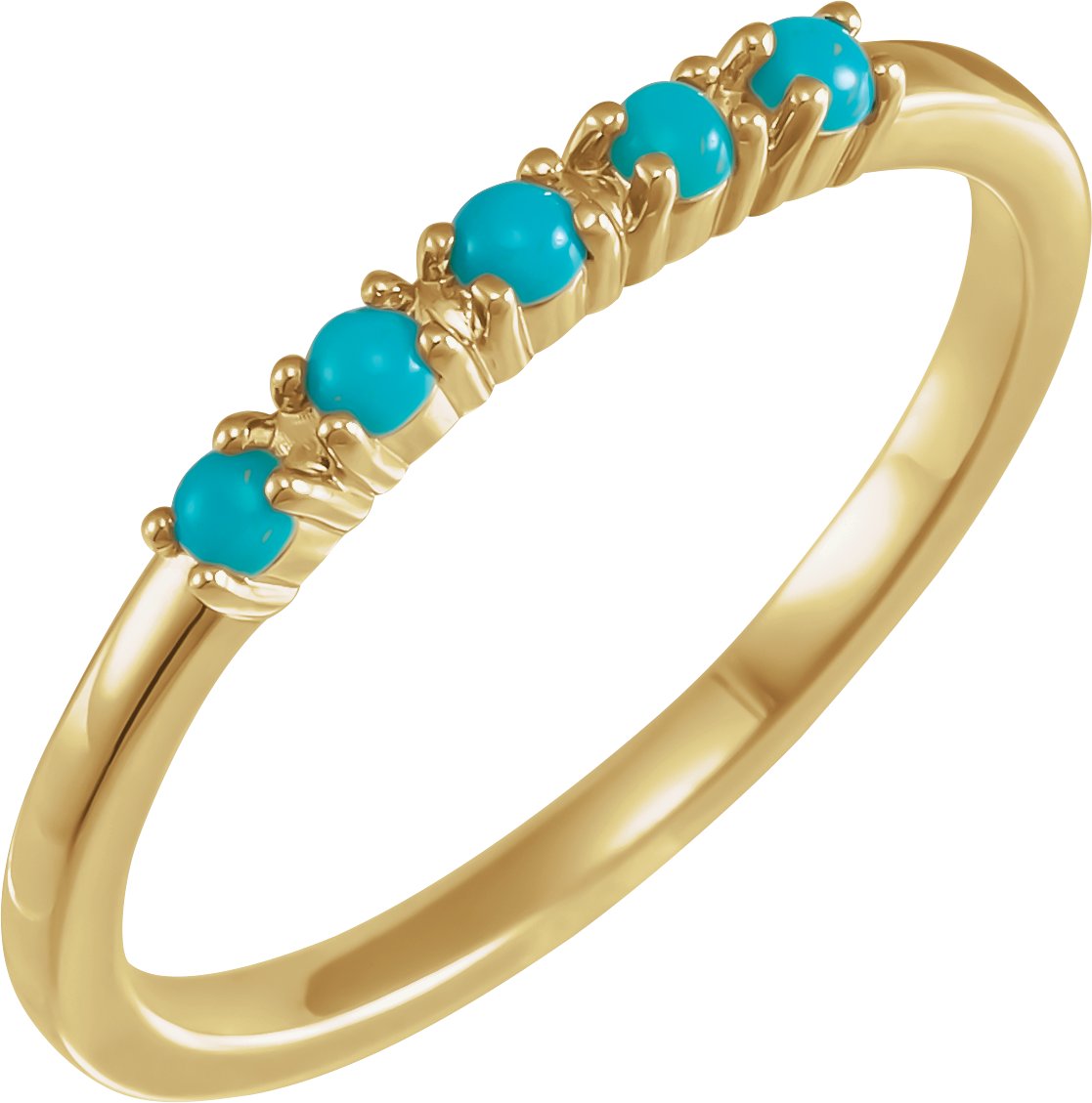 14K Yellow Natural Turquoise Cabochon Stackable Ring