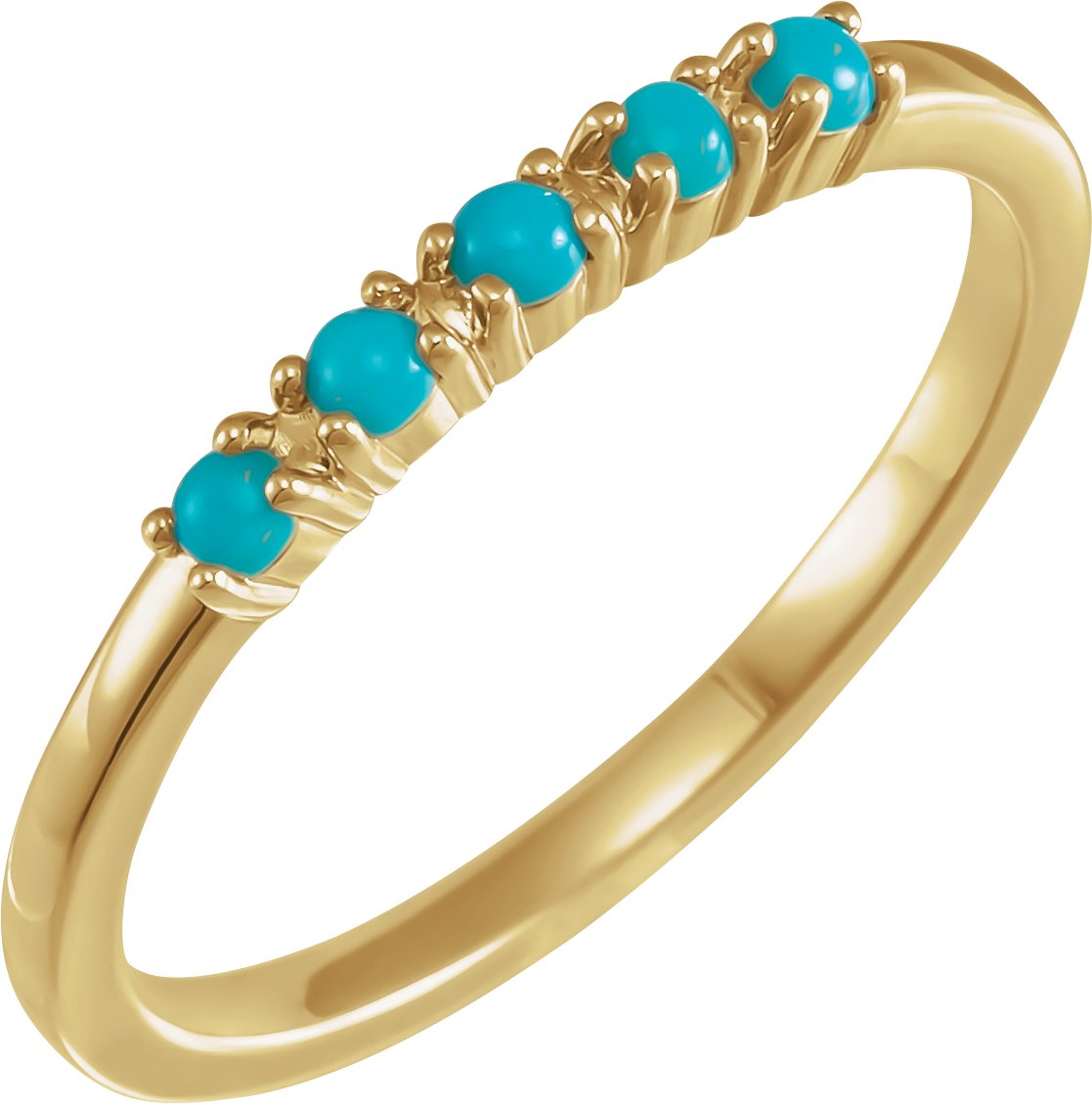 14K Yellow Natural Turquoise Stackable Ring Ref 18116786