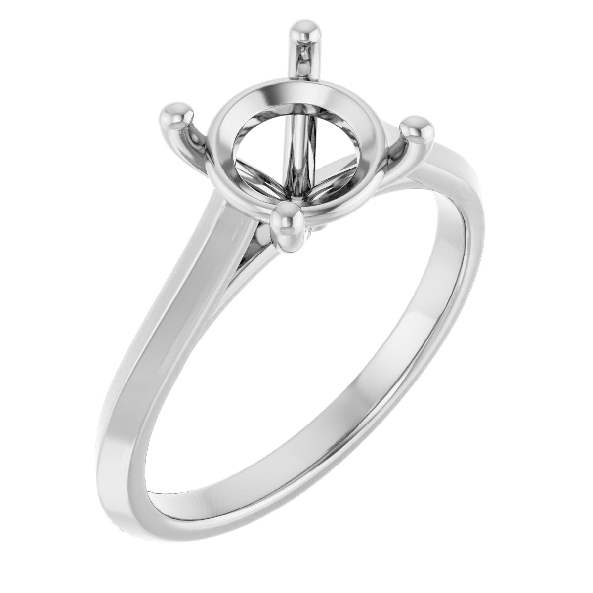 14K White 8 mm Round Solitaire Engagement Ring Mounting
