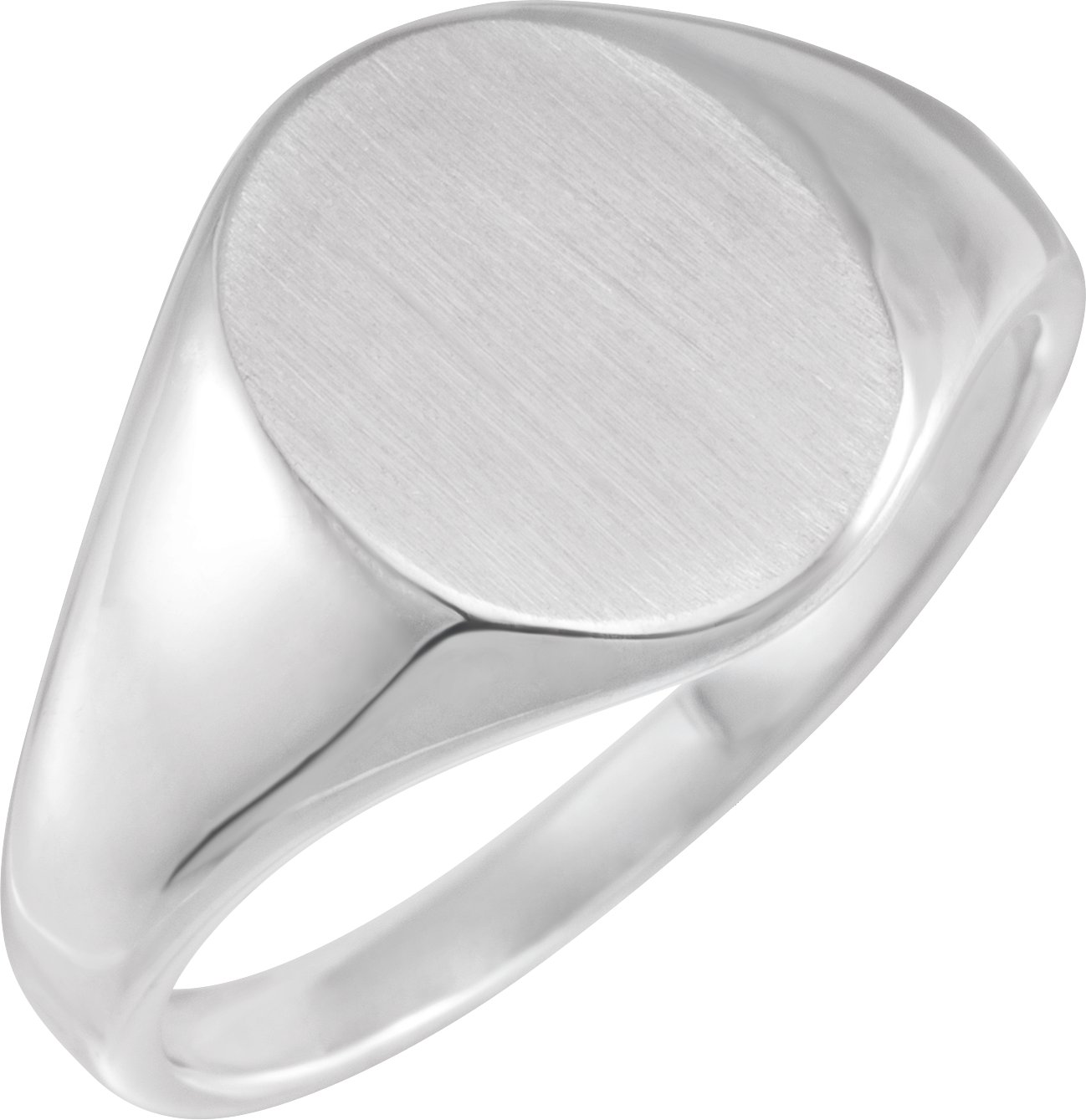 14K White 14.6x12.1 mm Oval Signet Ring