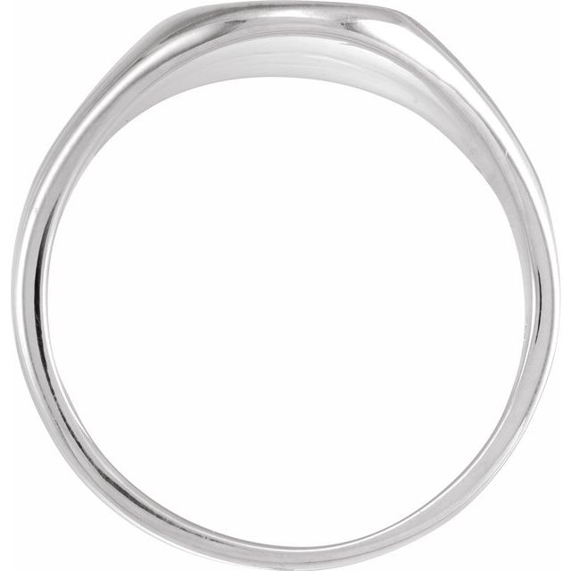 14K White 14.6x12.1 mm Oval Signet Ring