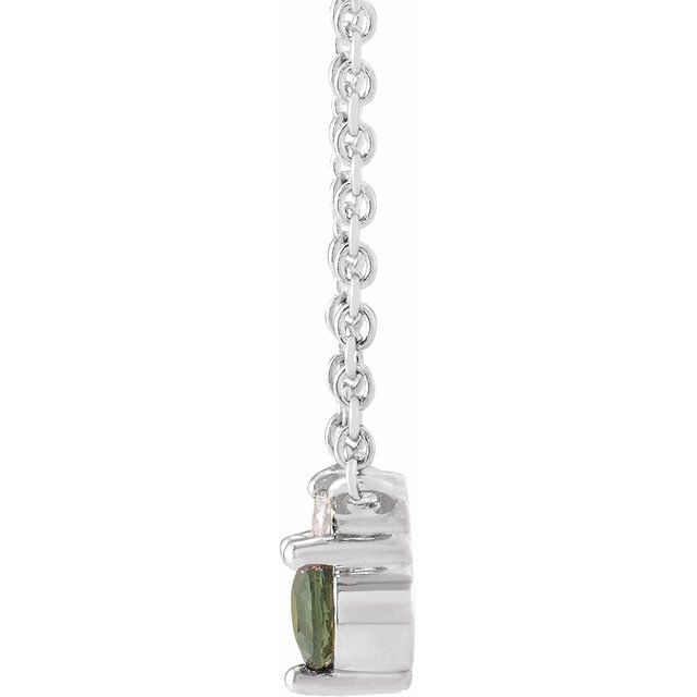 14K White Natural Green Sapphire & .015 CTW Natural Diamond 18 Necklace