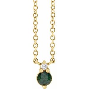 14K Yellow Natural Green Sapphire & .015 CTW Natural Diamond 18" Necklace