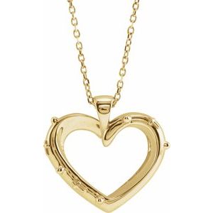 14K Yellow Rosary Heart 16-18" Necklace