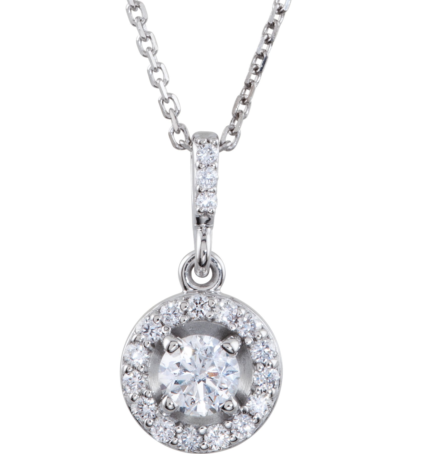 14K White 9/10 CTW Lab-Grown Diamond 18" Necklace