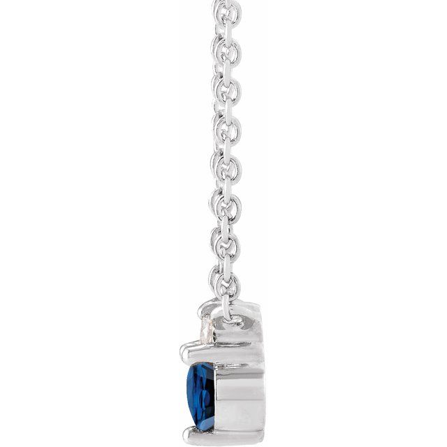 Sterling Silver Natural Blue Sapphire & .015 CTW Natural Diamond 18 Necklace