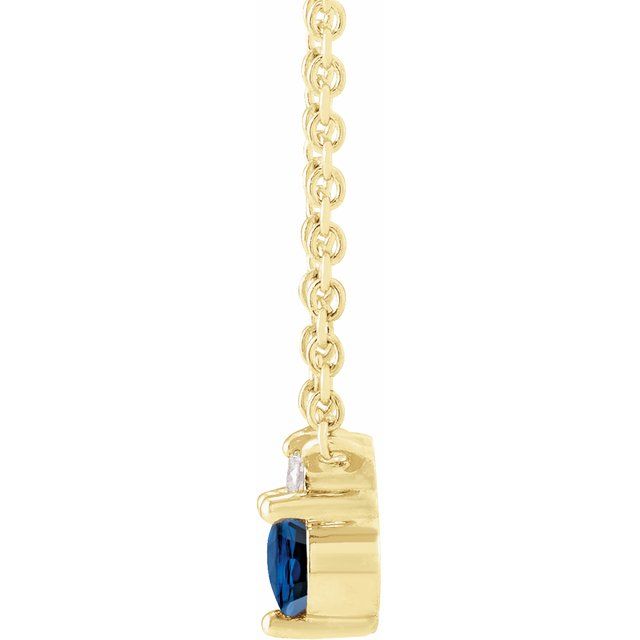 14K Yellow Natural Blue Sapphire & .015 CTW Natural Diamond 18 Necklace