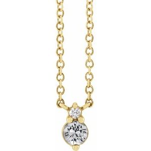 14K Yellow Natural White Sapphire & .015 CTW Natural Diamond 18" Necklace