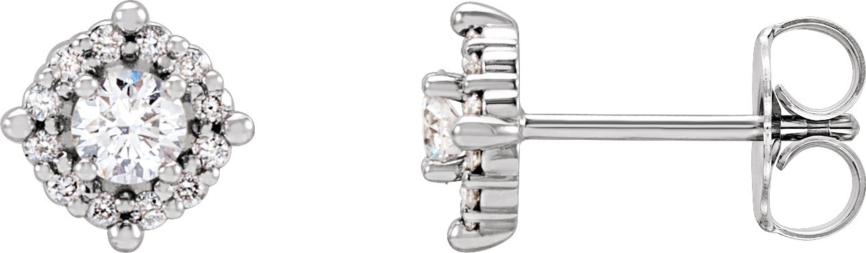 14K White 1/6 CTW Natural Diamond Halo-Style Earrings