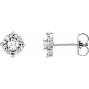 14K White 5/8 CTW Natural Diamond Halo-Style Earrings