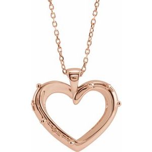 14K Rose Rosary Heart 16-18" Necklace