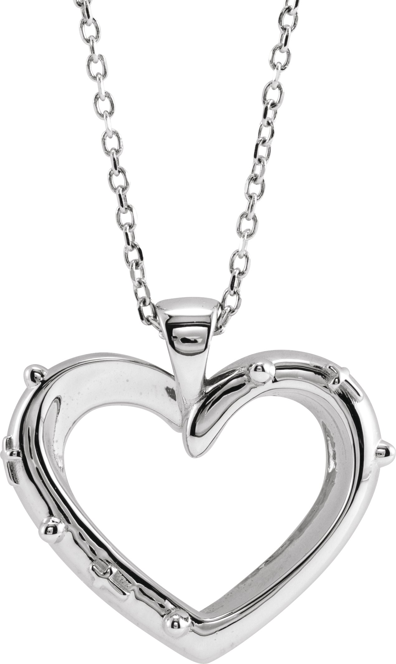 Sterling Silver Rosary Heart 16-18" Necklace