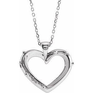 14K White Rosary Heart 16-18" Necklace