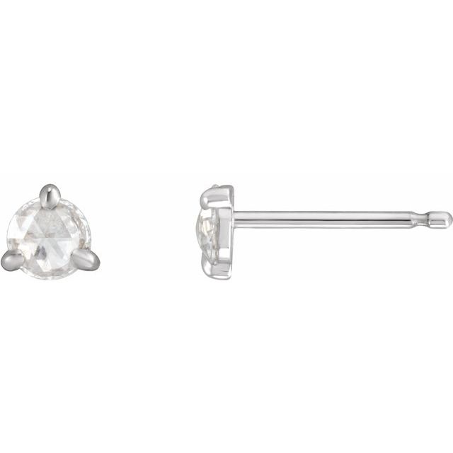 Platinum 1/8 CTW Rose-Cut Natural Diamond Stud Earrings