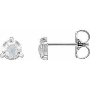 14K White 3/8 CTW Rose-Cut Natural Diamond Stud Earrings