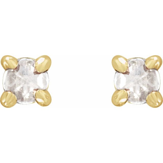 14K Yellow .07 CTW Rose-Cut Natural Diamond 4-Prong Claw Earrings
