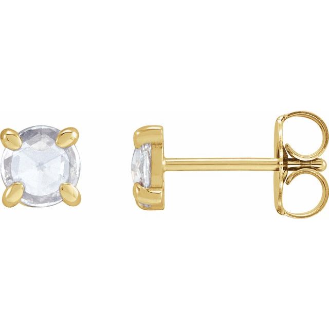 14K Yellow 3/4 CTW Rose-Cut Natural Diamond 4-Prong Claw Earrings