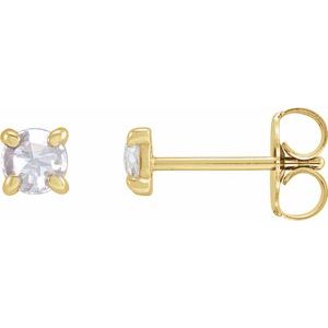 14K Yellow 1/6 CTW Rose-Cut Natural Diamond 4-Prong Claw Earrings