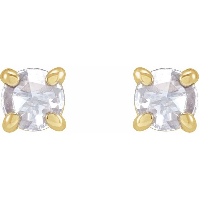 14K Yellow 1/6 CTW Rose-Cut Natural Diamond 4-Prong Claw Earrings