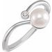 Sterling Silver Cultured Akoya Pearl & .015 CT Natural Diamond Freeform Ring