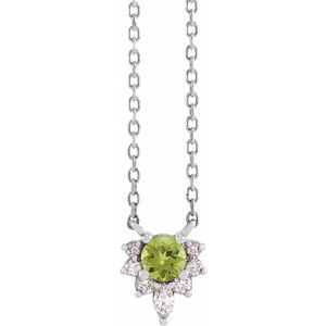 Sterling Silver Natural Peridot & .08 CTW Natural Diamond 18" Necklace
