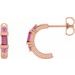 14K Rose Natural Pink Tourmaline & Natural Pink Sapphire Hoop Earrings